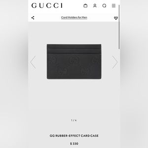 Gucci Black Rubber-Effect Leather Monogram Cardholder